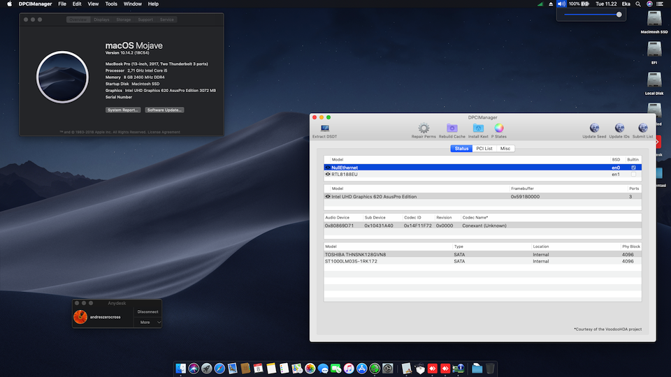 Success Hackintosh macOS Mojave 10.14.2 Build 18C54 at Asus VivoBook S510UQ-BQ557